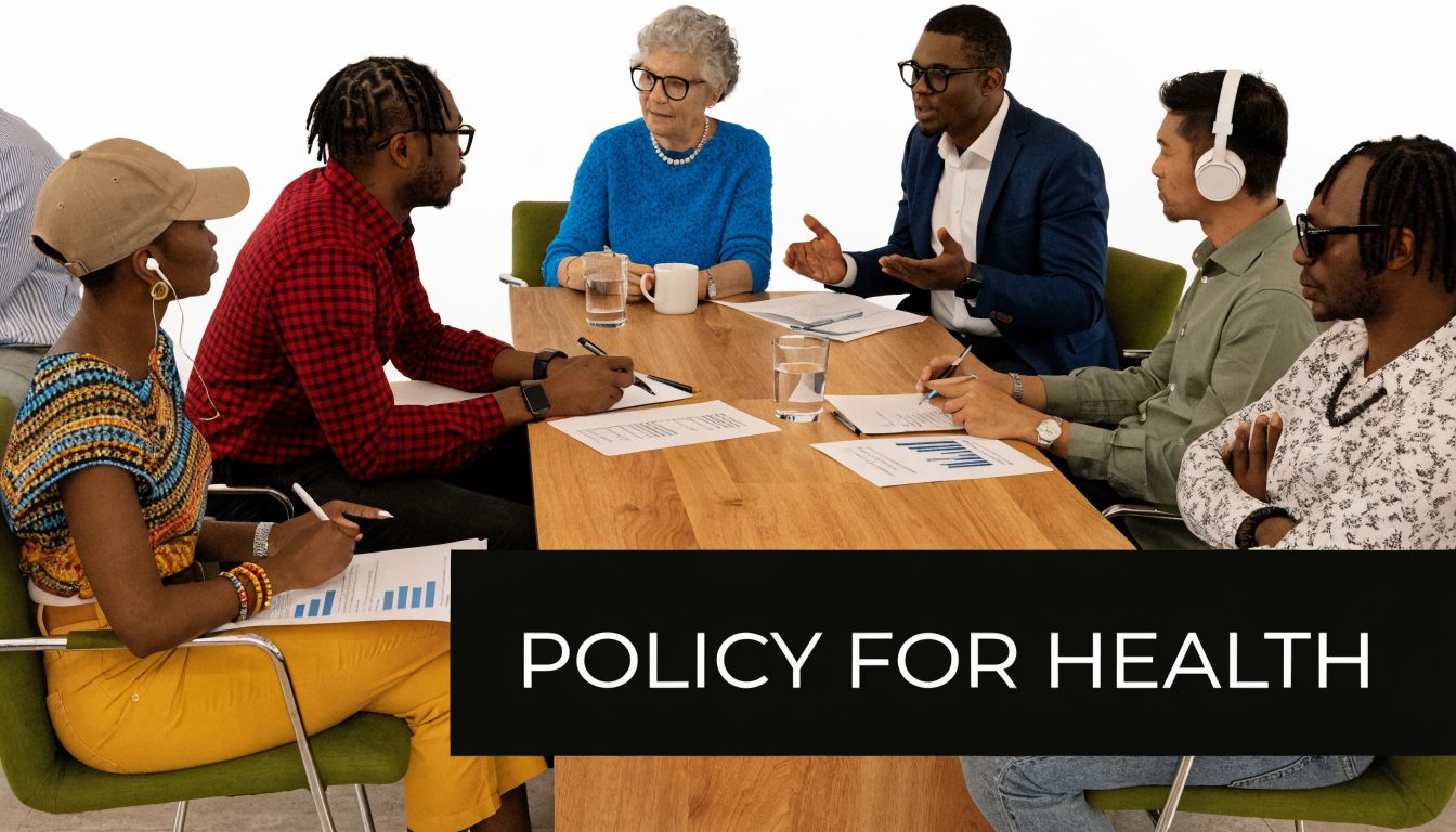 A diverse group of professionals collaborating around a wooden table during a business meeting in an office.
