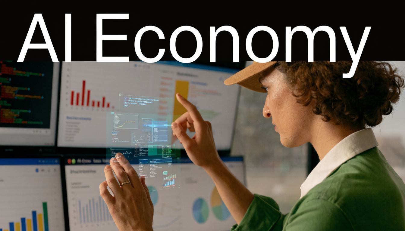 A person analyzing interactive holographic data projections in a modern digital workspace focused on technology.